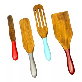 Mad Hungry Original 4-Piece Acacia Spurtle Set Natural Colored Handles Handmade