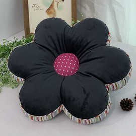 vctops Flower Shaped Chair Pad Farmhouse Stripe Print Chair Seat Cushion Pad Soft Comfy Velvet Cushion Pillow (Dark Grey, 16"x16")