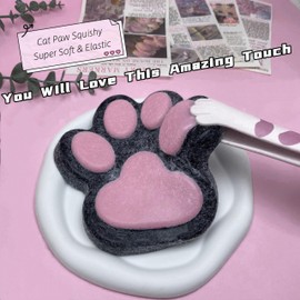 Cat Paw Squishy Big Fufu Squishies Giant Cat Paw Toy 5.5 Inch Large Paw Print Squishy Squeeze Toys Tangcii Pinch Family Silicone Stress Relief Cute Soft Sticky Toy for Adults Kids