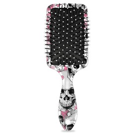 Day Of The Dead Skull Hair Brush, Cherry Blossom Skull Wet Dry Air Cushion Hair Brush Plastic Detangler Hair Brush for Kids Adults Back To School Gift Women Men