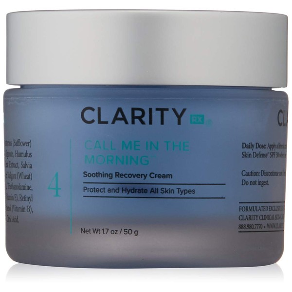 ClarityRx Call Me In The Morning Soothing Recovery Facial Moisturizer; Natural Antioxidant Face Cream; Plant Based, Paraben Free (1.7 oz)