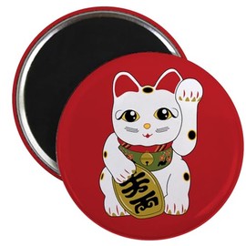 CafePress Maneki Neko Cat Magnet 2.25" Round Magnet, Refrigerator Magnet