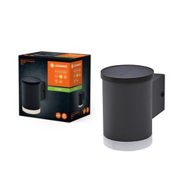 LEDVANCE ENDURA STYLE SOLAR OXFORD Außenleuchte, 0,5W, 50lm, Wandleuchte, dunkelgrau, indirekte Beleuchtung, wiederaufladbarer Akku, IP44 Schutzklasse, 3.000K Farbtemperatur, warmweiße Lichtfarbe
