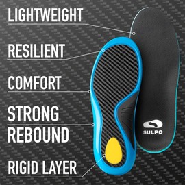 SULPO Carbon Fibre Sports Insoles with Arch Support for Comfort and Support Size 35-36
