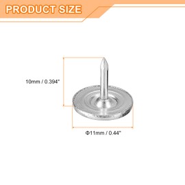 sourcing map Upholstery Tacks Nail Pins Furniture, 200Pcs 11x10mm Thumb Tack Pins Assortment Kit Carbon Steel for Home Sofa DIY Decorative Nail Heads Nails, Silver Tone