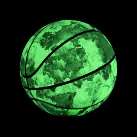Glow in The Dark Basketball Size 7, Glowing Leather Green Basketball, Indoor Outdoor for Youth Men Women,Light Up LED Basketball, Light Up Basketball, Night Basketball Game in The Dark(A)