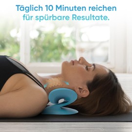 Orthorelife® Neck Stretcher - Ergonomic Neck Stretcher for Posture & Relaxation | Relieves Neck & Shoulder Pain in 10 Minutes | High Density Memory Foam (Blue)