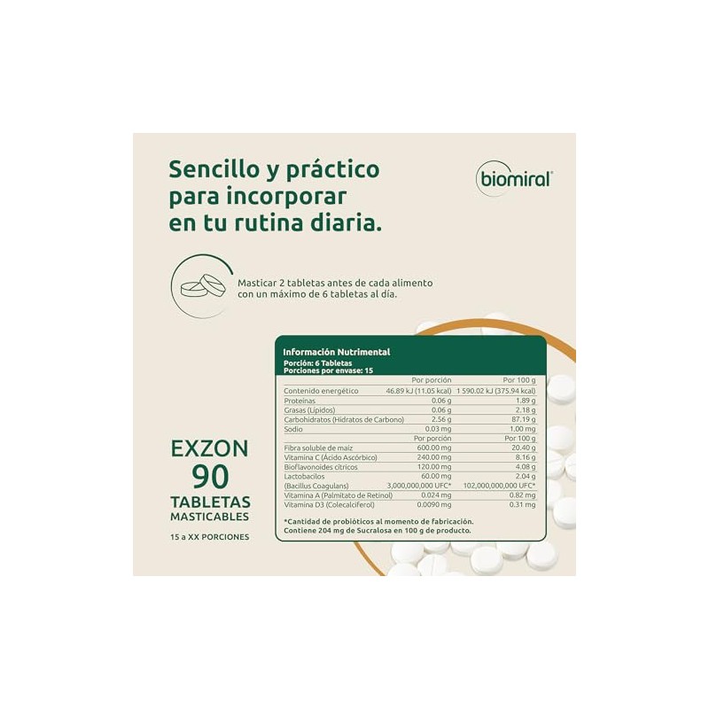 EXZON c/90 TABS. Masticables 490 MG