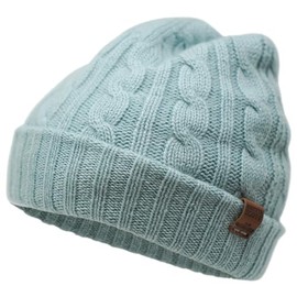 Borges & Scott The Lux - 100% Cashmere - Reversible Double Layer Hat - Extra Thick, Sea Blue