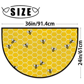 FZDXZJJ Honeycomb Bee Half Round Door Mat,Animal Yellow Honeybee Welcome Mat for Front Door Non-Slip Entryway Rug Floor Doormat for Inside Outside Entry Bedroom Bathroom Kitchen Garage Patio,24"x 36"