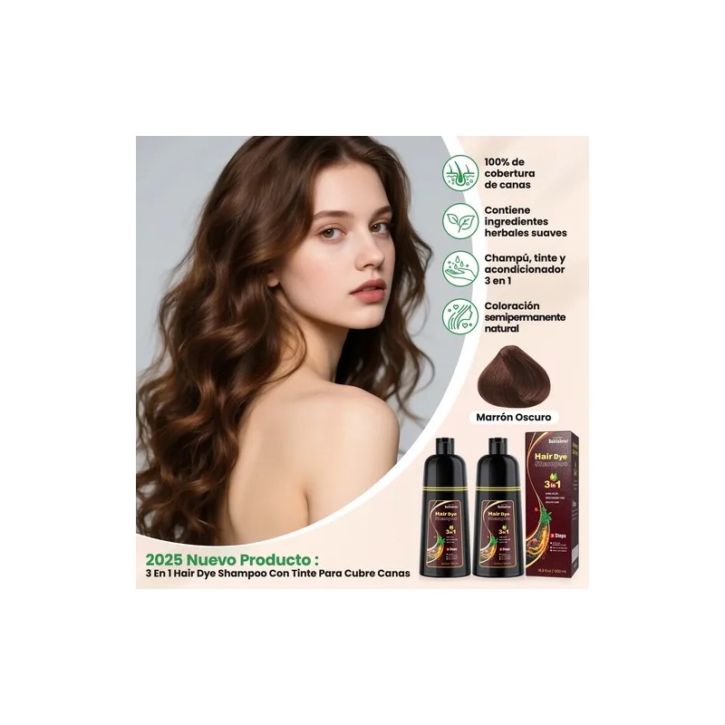 Shampoo Con Tinte Hair Dye Natural Jengibre Para Cubre Canas