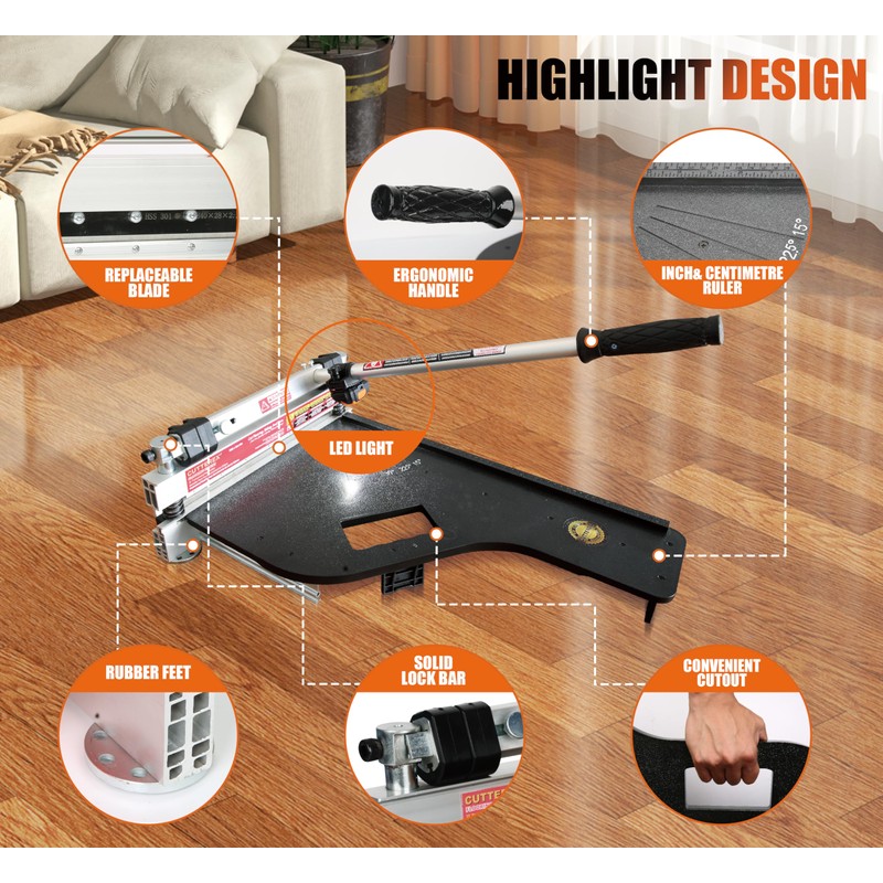 Laminate Floor Cutter, 13” Vinyl Floor Cutter with Wheels –