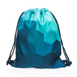 Fullprint Drawstring Bag Backpack Rucksack School Book Bags Gymbag Gym Sack Outdoor Sackpack Shopping Green Heksagon