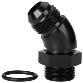 Podavelle 10AN Male Flare to 10AN -10 ORB O-ring Boss 45 Degree Full Flow Fitting Adapter Aluminum Black