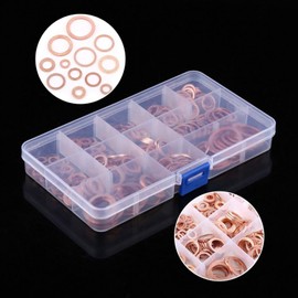 Copper Washer Assortment Set, 280 Pieces 12 Sizes Copper Flat Washer Plain Washers with Storage Box for Screws Screw Fixings