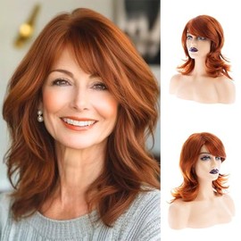 Beweig Orange Perücke Frauen Schulterlänge gerade Synthetische Cosplay Ersatz Haar Perücke