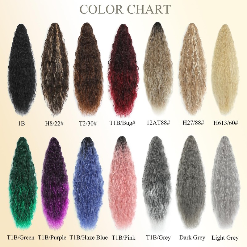 Ombre Brown Mix Blonde Curly Claw Ponytail 26", Fluffy Natural