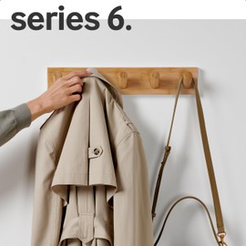 LARHN Wall Mounted Coat Rack, Wooden Wall Coat Rack with 5 Hooks (2-Pack), 16.5″ Wall Hook Rack, Coat Rack Wall Mount - Modern Scandinavian Home Decor - Series 6