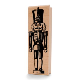 Newstamps Wooden and Rubber Nutcracker Stamp for Cards and Gifts, Wooden Stamp for Christmas, Christmas Card, Advent, Scrapbook, Textile Stamp, Decoration, Friends