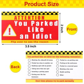 Gersoniel 200 Pieces You Parked Like an Idiot Business Cards Bad Parking Violation Note Cards Funny Gag Party Gift for Car Owner Prank White Elephant Gifts