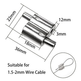 TOPZEA 10 PCS M3 Wire Rope Cable Clamp for 1/16 Inch Rope, Heavy Duty Alloy Double Holes Wire Cable Fastener Clip Freely Adjustable for Picture/Banner/Mirrors/Planter/Light Hanging Accessories