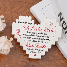 Greatabox I Love You Gifts for Women Men, Anniversary Gift for Him You, Wedding Gift, Valentine's Day Gift for Partner, Heart-Shaped Building Block Decoration (12 x 10 cm x 1.6 cm)