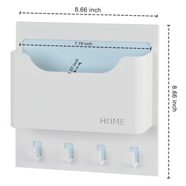 Bedside Shelf Organizer,Stick On Adhesive Wall Mounted Floating Shelf Entryway Mail/Keys Holder - Good for Home,Dorm,Bedroom(Horizontal Type/Black)