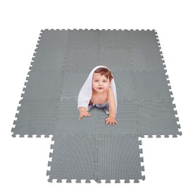 meiqicool Foam Play Mat Thick Soft EVA Interlocking Foam Floor Mats Children Yoga Exercise Multi Jigsaw Puzzle Blocking Board Kids Playmats Play Grey 18 Piece L