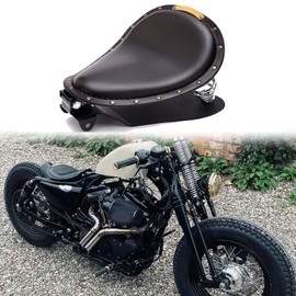 Black Motorcycle Rivet Solo Seat Spring Bobber With Base Plate Compatible with Harley Chopper Bobber Sportster XL883 1200 48 Chopper
