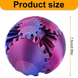 Thyonta 3D Printed Gear Ball - Sensory Spin Ball Effective Decompression Cyberpunk Laser Portable Stress Relief Hand Spinners for Office Adults Kids (Multicolor)