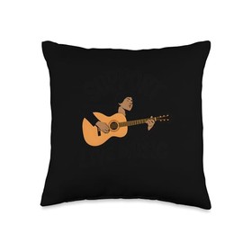Support Live Music Vintage Guitar Design Throw Pillow