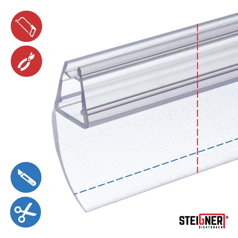 STEIGNER Shower Seal 30cm Glass Thickness 6/7/8mm Straight PVC Replacement