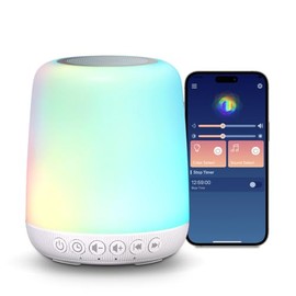 White Noise Sound Machine for Sleep Portable Sound Machine with 30 Soothing Sounds 12 Night Light Colors 4 Timer Sleep Machine for Baby Adults, Smart 