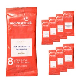 Moonstruck Chocolate Single Serve Cinnamon and Almond Milk Chocolate Hot Chocolate Packets, 8 Count (Pack of 1)