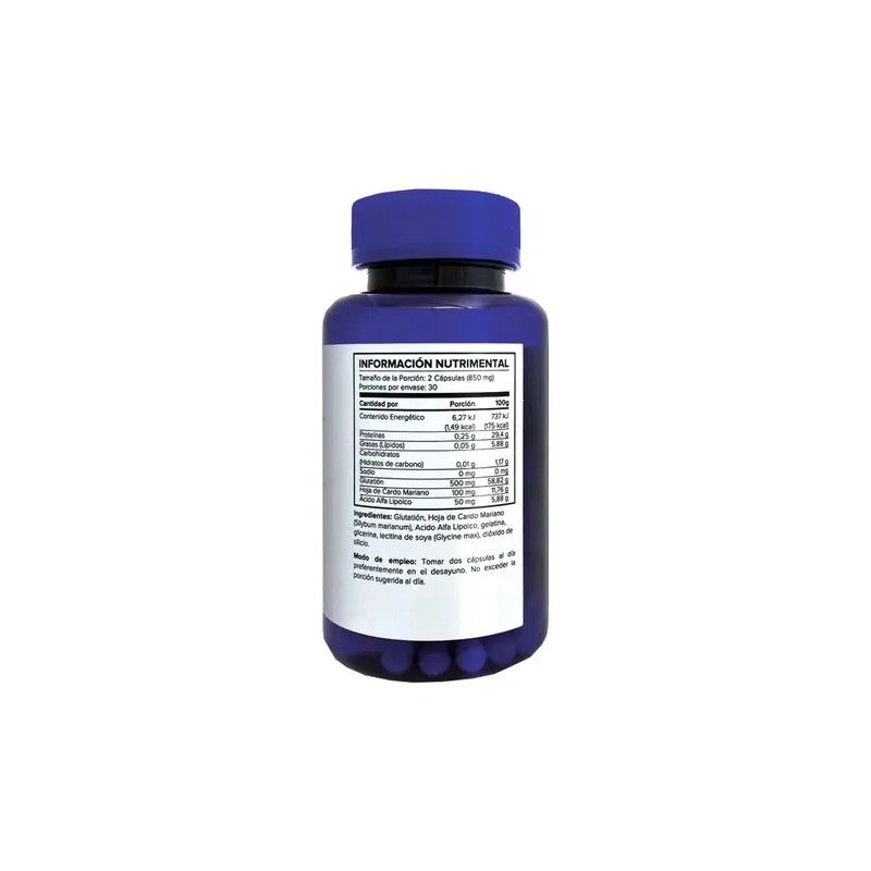 5h Glutatión, Cardo Mariano Y Ácido Alfa Lipoico 60 Cápsulas