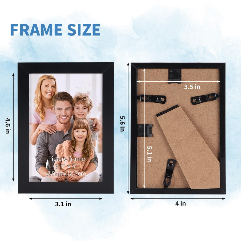 WIFTREY 18 Pack 3.5x5 Picture Frame Black, 3.5 x 5