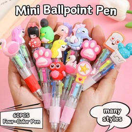 SUQ 60PCS Pens for Kids, 4 in 1 Novelty Pens for Kids, Cute Multicolor Ballpoint Pen, Children Birthday Gift Favours Party Gift and Class Fifts