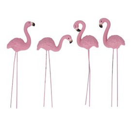 BAOFUYA 4-Piece Pink Flamingo Garden Statues Decoration, Fine Details, Pink Lawn Ornaments, Flamingo Sculptures for the Lawn in the Garden