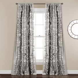 Lush Decor Belle Window Panel for Living, Dining Room, Bedroom (Single Curtain), 84" x 54", Gray