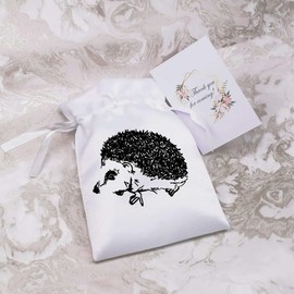 Azeeda 18cm 'Cute Hedgehog' Satin Drawstring Bag/Pouch (SB00010671)
