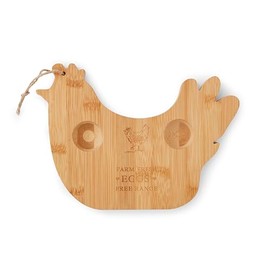 Cooksmart Hen House Lane Bamboo Breakfast Board | Hen Shaped Wooden Board with Egg Holder | Eco-Friendly Farmhouse Style | Durable & Stylish Serving Board | Ideal for Breakfast & Kitchen Use