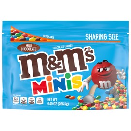 M&M'S Minis Milk Chocolate Christmas Candy, Sharing Size, 9.4 oz Resealable Bulk Candy Bag