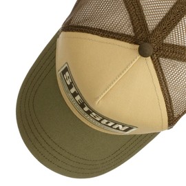 Stetson Highway Trucker Cap Damen/Herren - Basecap mit Baumwolle - One-Size (ca. 55-61 cm) - Baseballcap größenverstellbar - Cap mit Mesh-Einsatz - Schirmmütze Sommer/Winter Oliv One Size