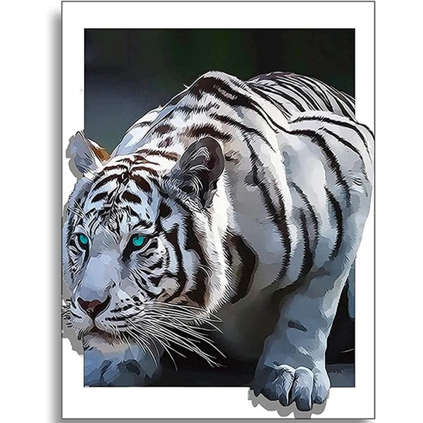 Instarry 5D Diamond Painting Accessories Large White Tiger Bedroom Living Room Decoration 75 x 50 cm