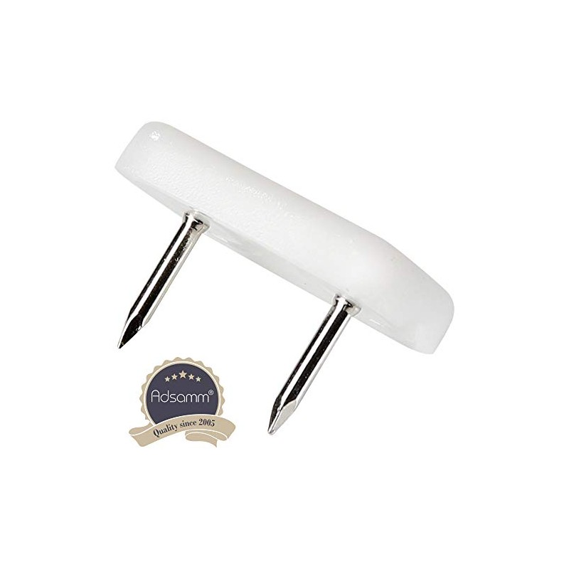 Adsamm® 16 x Plastic Gliders with 2 Nails / White