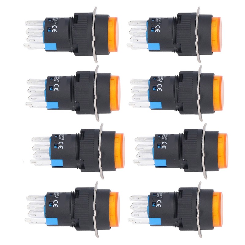 25Pcs Momentary Push Button Switch Self Locking 8 Pin Round