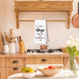 ArtisaEura It Takes a Village Thank You Gift Kitchen Dish Towels, Thank You Appreciation Gifts for Child Care Workers Nannies Daycare Teachers Volunteers Neighbors Coworkers Hand Towels, 16x24 Inch