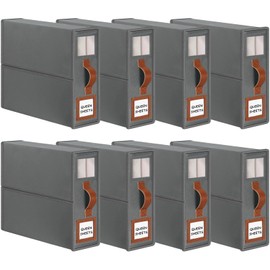 GhvyenntteS 8 Pack Bed Sheet Organizers and Storage (Queen & King Size), Foldable Sheet Organizers and Storage with Window and Label, Bed Sheet Organizer with Leather Handle, Grey