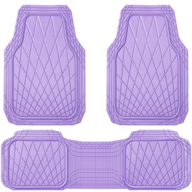 CAR PASS Heavy Duty Rubber Car Floor Mats, Deep Dish All Weather Car Mats Full Set, 3 Piece Waterproof Premium Anti-Slip Floor Mats Rugs Universal Trim to Fit for 95% Sedan SUV Van Truck, Purple