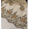 wowfabric4less123 Brown Gold Embroidery Rhinestones Velvet Mesh Fabric 50” Width